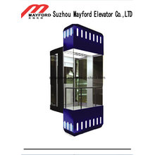 Auto Glass Cabin Panoramic Elevator with Decorative Light Bar